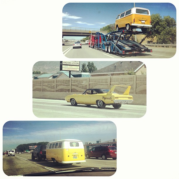Collage: Three Yellow Vehicles
